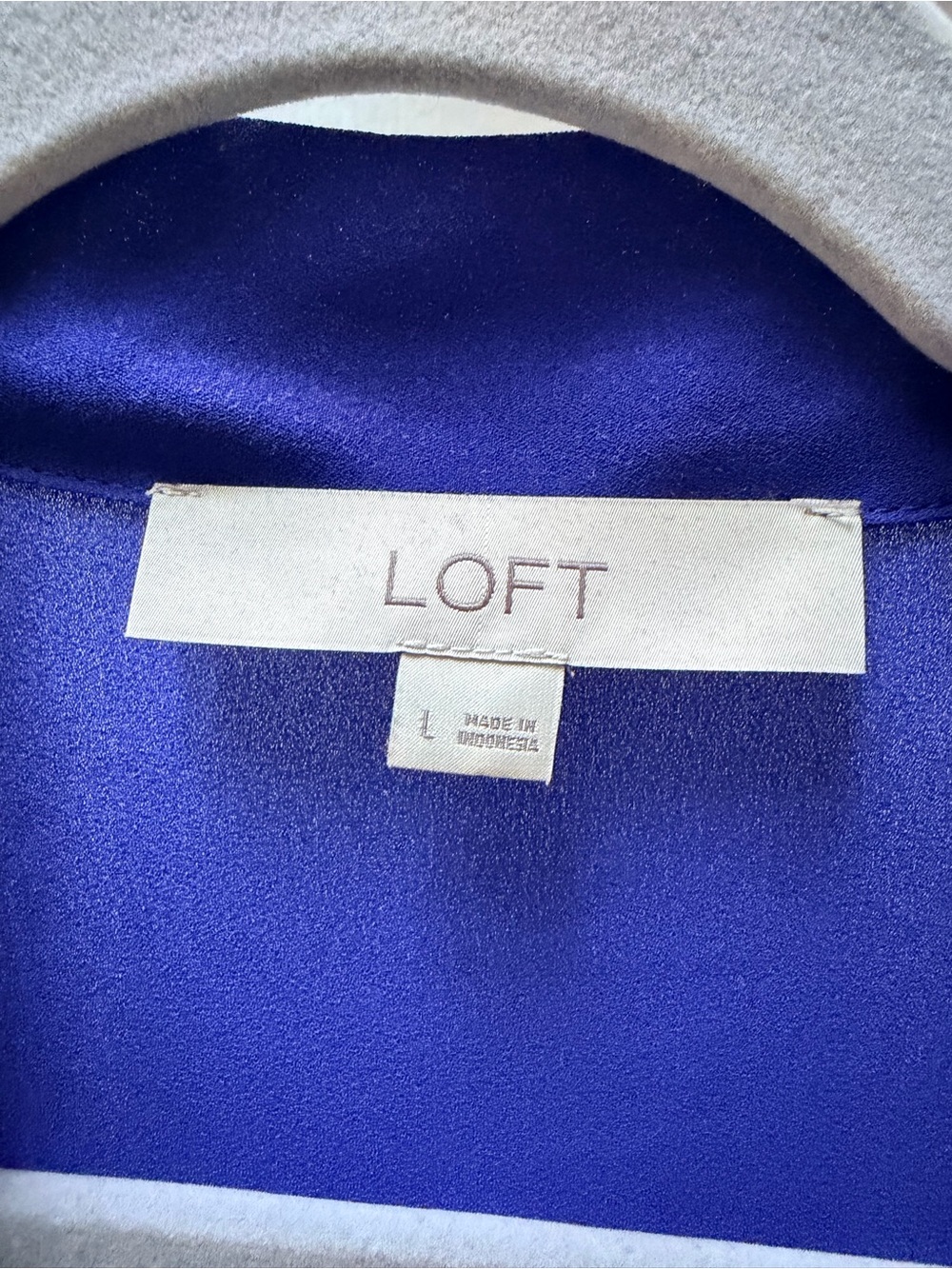 LOFT Cobalt Blue Tie-Neck Ruffle Sleeve Blouse - Picture 2 of 6